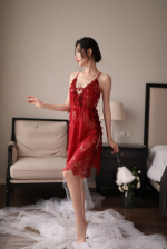 Đầm Ngủ 2 Dây BIGSIZE Phối Ren Vạt Xẻ Hông, Đầm Ngủ Sexy Gợi Cảm - XEHONG
